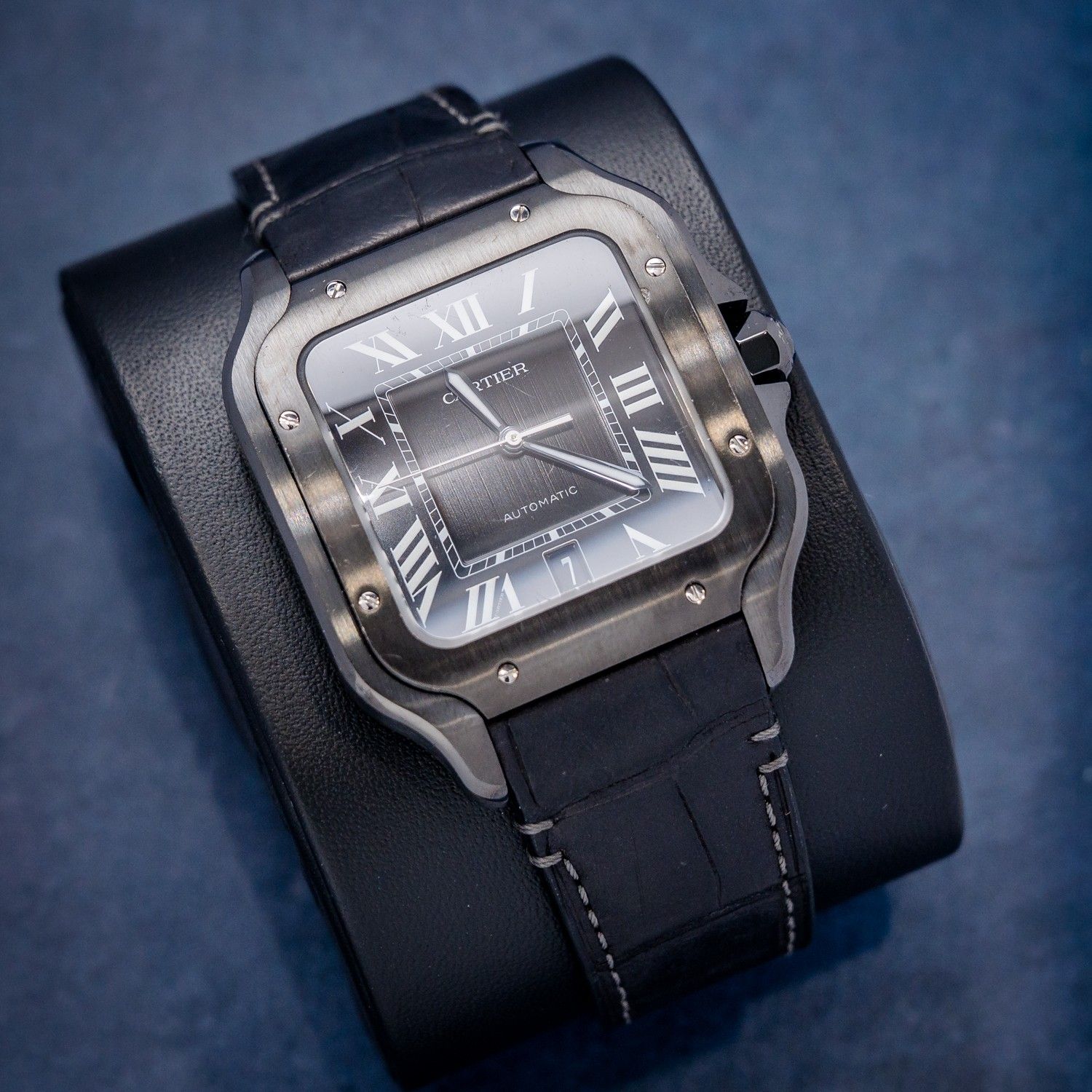 Cartier Santos Large 40MM (WSSA0039) Black Dlc - Black Rubber Strap - Scratches - Watch & Box